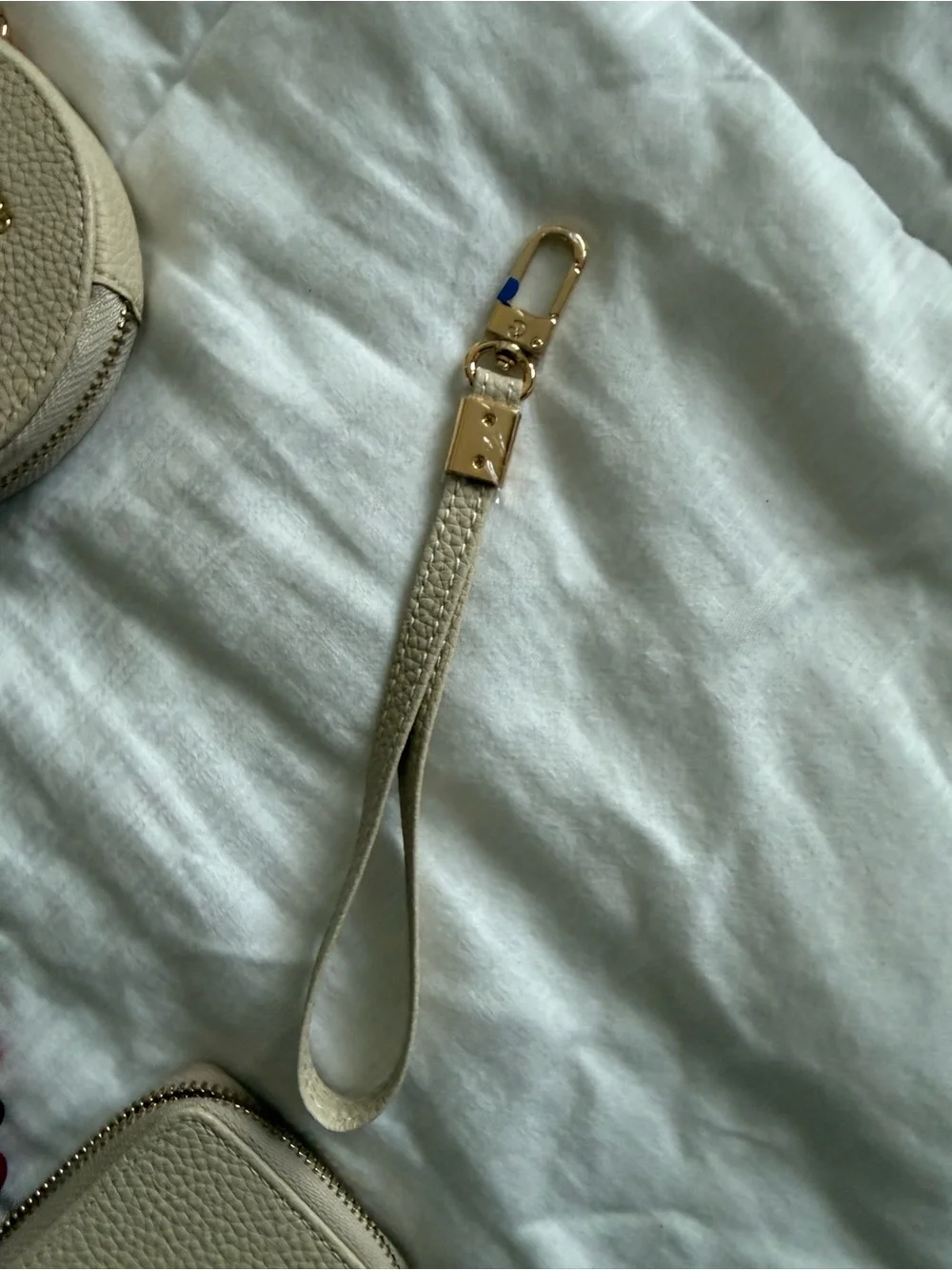 Beige Leather CUSTYPE Crossbody Bag with Coin Pouch and Strap BUNDLE